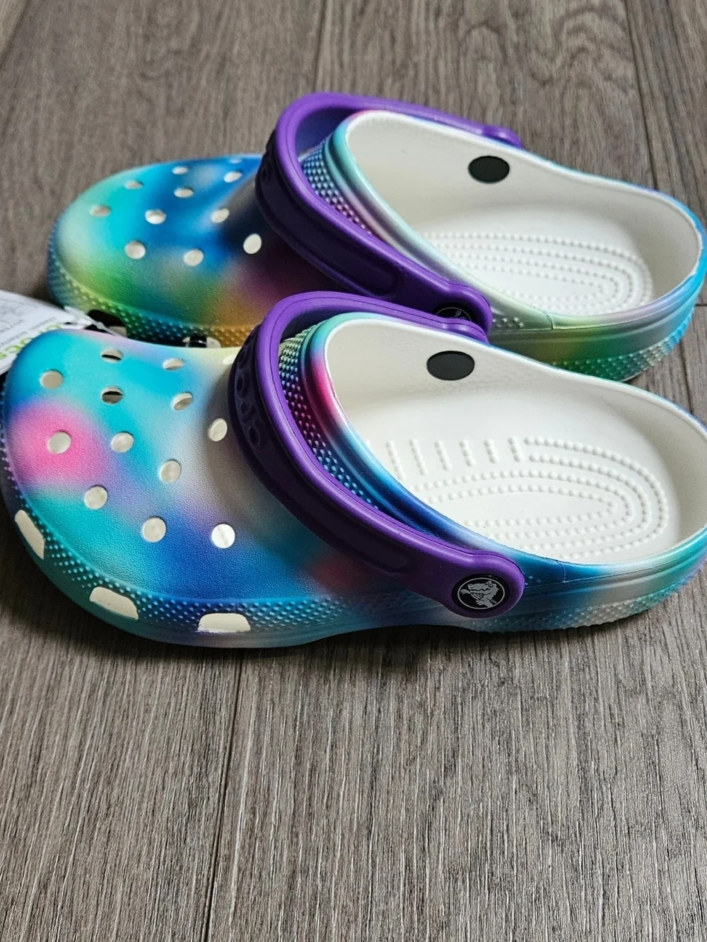 CROCS Kids' Classic Tie-Dye Clog with Purple Strap